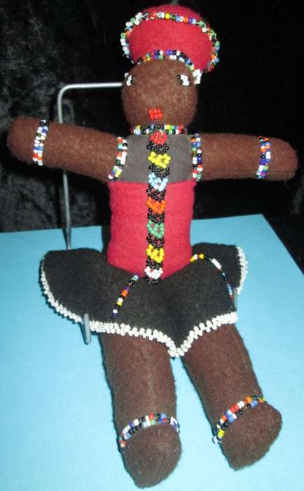 Home Decor-Collectable Handmade African Ndebele Doll with Baby