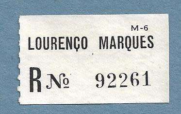 Registration Label-Lourenco Marques R 92261