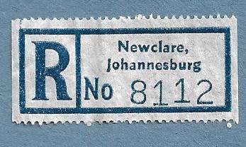 Registration Label-Newclare, Johannesburg-R 8112