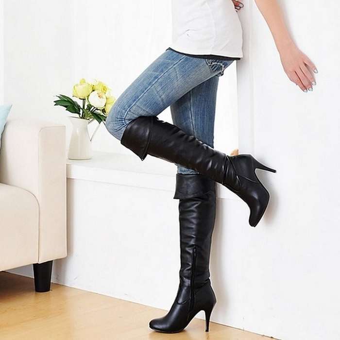 Side Zip Knee High Boots