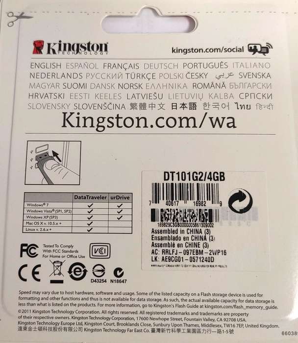 Kingston 4gb USB Flash Drive DataTraveler 101