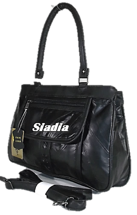 GENUINE LEATHER HANDBAG IN BEAUTIFUL BLACK