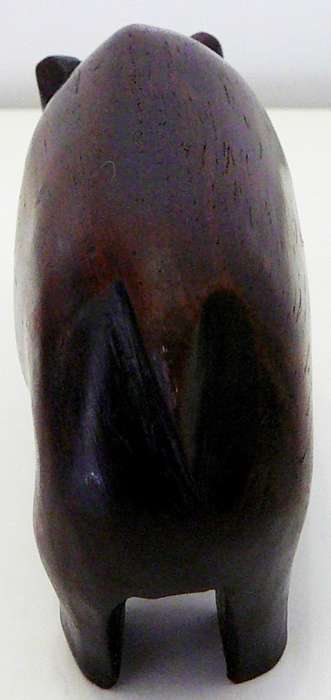 Carved Wooden Hippo with a 'Broken Tooth'