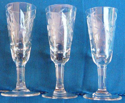 3 Grape Pattern Liquour Glasses