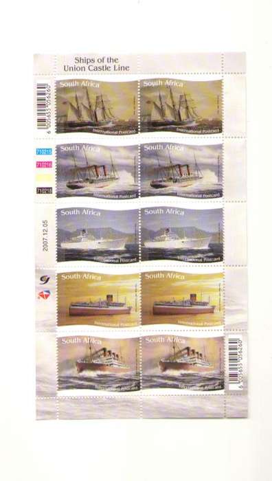 2007 SHIPS OF THE UNION CASTLE LINE FULL SHEET MINT
