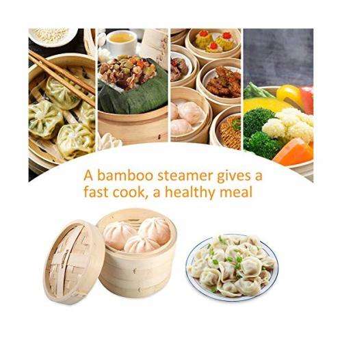 2 TIER BAMBOO STEAMER...FOR USE ON GAS OR ELECTRIC STOVES...