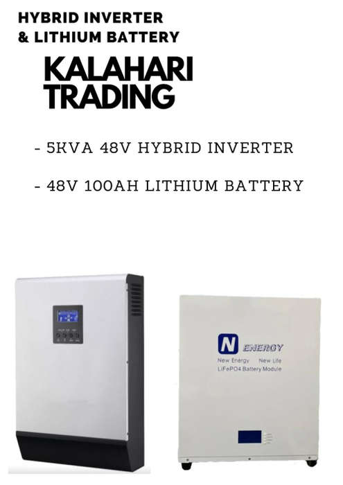 5kva/5000va 48v Hybrid Inverter + 48v Easy Mount EJC Lithium Battery
