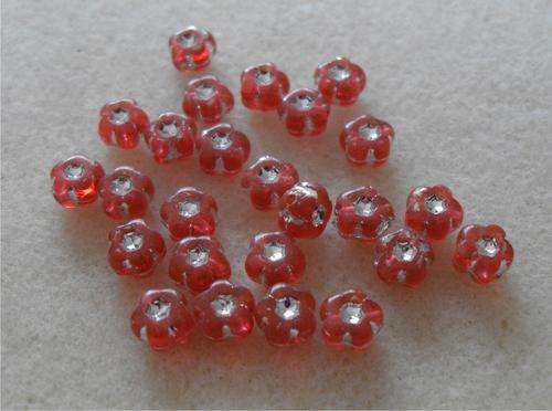 Red Flower Sparkle Beads - 35's