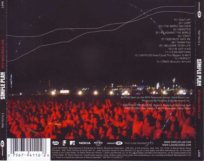 SIMPLE PLAN - MTV hard rock live (CD) 7567-94112-2 NM