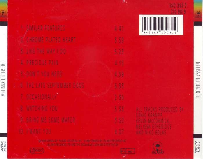 MELISSA ETHERIDGE - Melissa Etheridge (CD) CID 9879 (842 303-2) NM