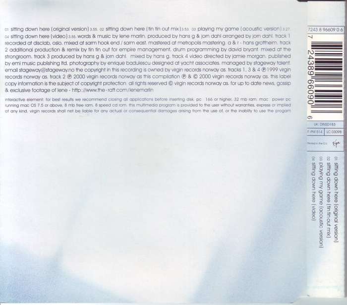 LENE MARLIN - Sitting down here (CD single, enhanced) DINSD 183 EX