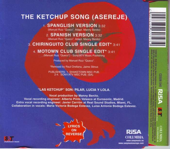 LAS KETCHUP - The ketchup song (asereje) (CD single) CDSIN 540 NM-
