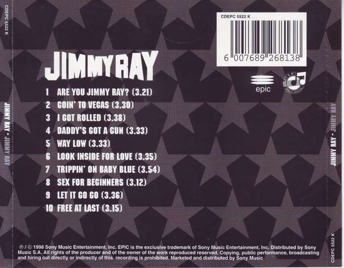 JIMMY RAY - Jimmy Ray (CD) CDEPC 5522 K NM-  (R25 SALE)