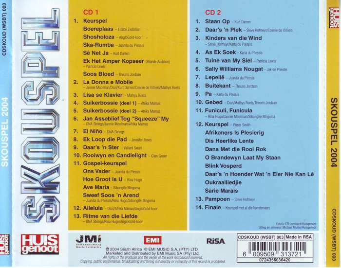 HUISGENOOT SKOUSPEL 2004 - Compilation (double CD) CDSKOUD (WSBT) 003 NM (R25 SALE)