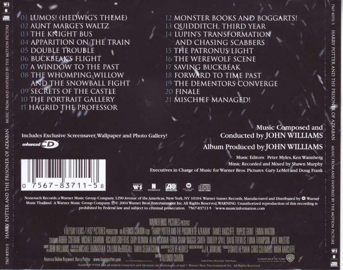 HARRY POTTER AND THE PRISONER OF AZKABAN - Soundtrack  7567-83711-5 NM