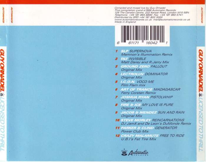 GUY ORNADEL - Licensed to thrill  (CD) AUTO604CD EX (R25 SALE)