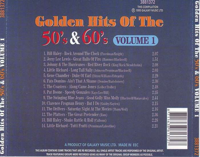 GOLDEN HITS OF THE 50`S and 60`S -  Volume 1 3881372 Made in EEC