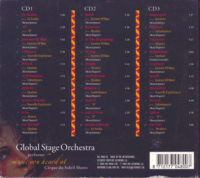 GLOBAL STAGE ORCHESTRA PERFORMS MUSIC YOU HEARD AT CIRQUE DU SOLEIL SHOWS (3CD set)