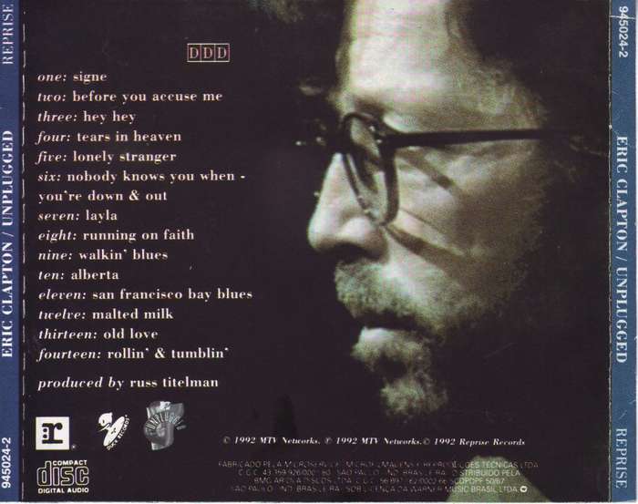 ERIC CLAPTON - Unplugged (CD) (Made in Brazil) 945024-2 EX