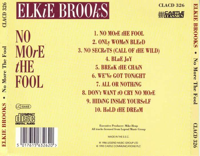 ELKIE BROOKS - No more the fool (CD) CLACD 326 EX