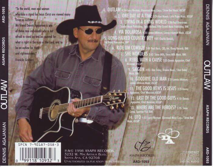 DENNIS AGAJANIAN - Outlaw (CD) ARD-1093 NM