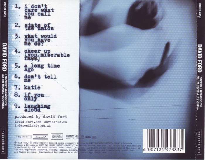 DAVID FORD - I sincerely apologize for all the trouble I`ve caused (CD) CDCOL7058 NM