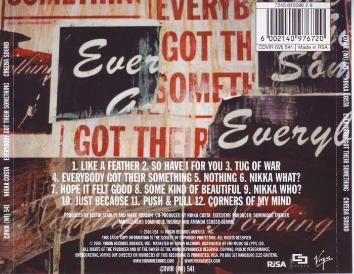 NIKKA COSTA -  Everybody got their Something (CD) CDVIR (WI) 541 EX (R25 SALE)