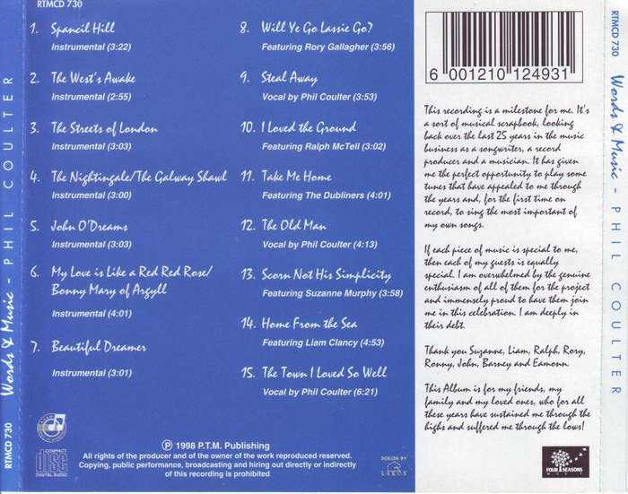PHIL COULTER -  Words and music (CD)  RTMCD 730 NM