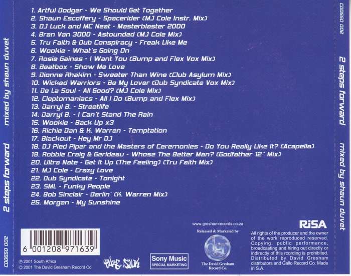 PURE SILK presents - 2 steps forward - mixed by Shaun Duvet (CD)  VG+ (R25 SALE)