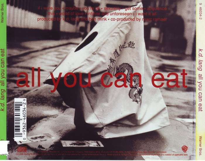 K.D. LANG - All you can eat (CD, deletion cut out on spine) 46034-2 NM-