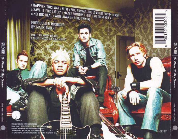 SPLENDER - To whom it may concern (CD) 80813-20030-2 NM (R25 SALE)