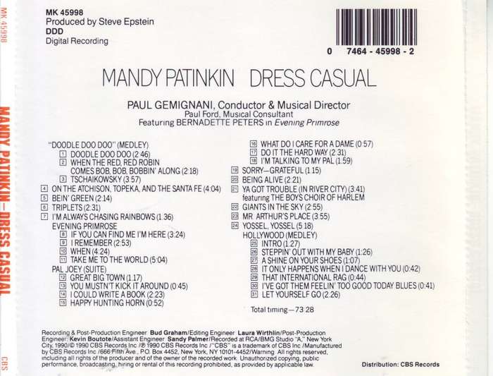 MANDY PATINKIN - Dress casual (CD) MK 45998 NM-  (R25 SALE)