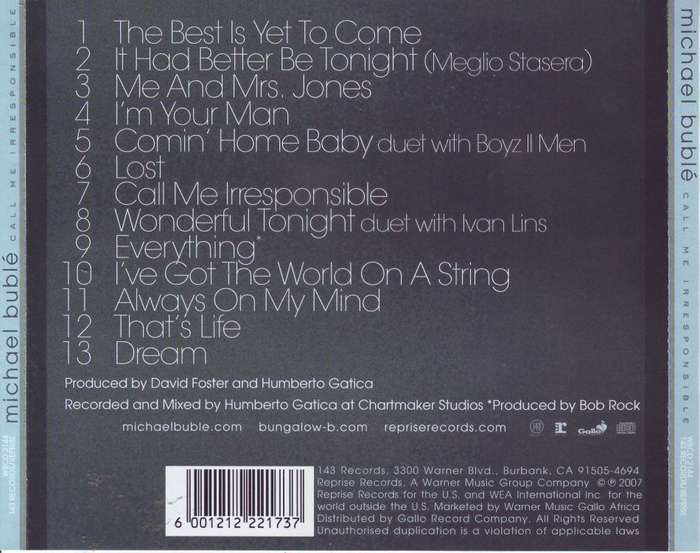 MICHAEL BUBLE - Call me irresponsible (CD) WBCD 2144 EX