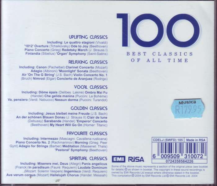 100 BEST CLASSICS OF ALL TIME - Compilation (6 CD set) CDELJ (SWFD) 185 NM
