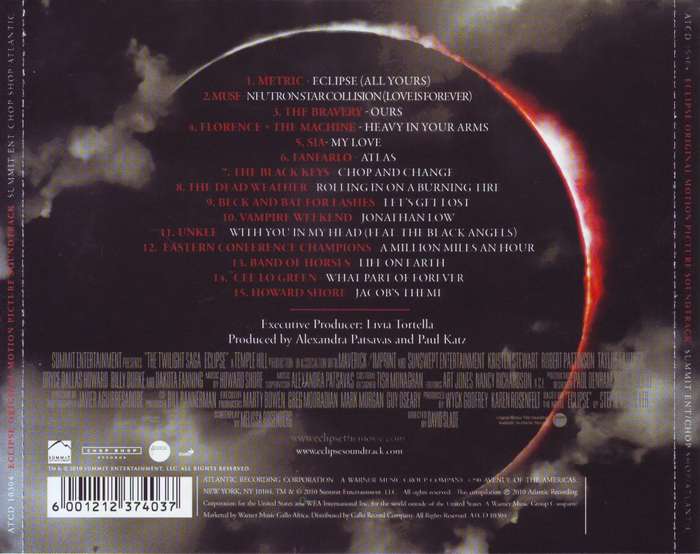 THE TWILIGHT SAGA ECLIPSE - Original motion picture soundtrack (CD) ATCD 1030 NM-