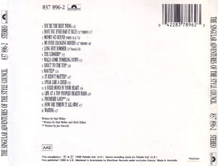 THE STYLE COUNCIL - The Singular Adventures Of The Style Council (CD) 837 896-2 EX