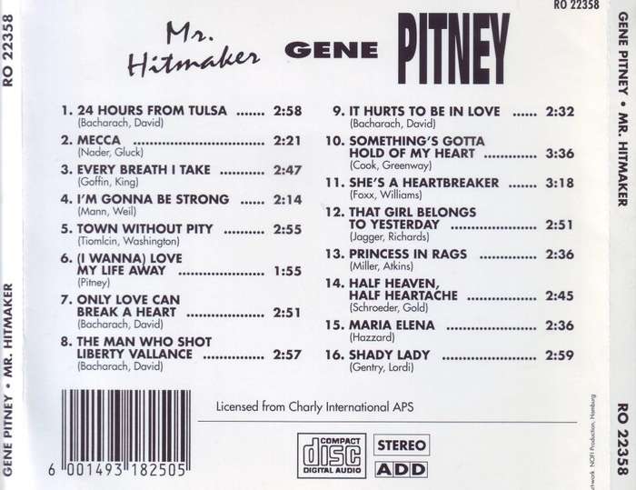 GENE PITNEY - Mr hitmaker (CD) RO22358 NM