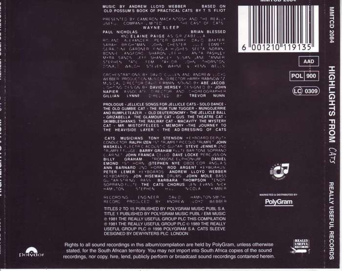HIGHLIGHTS FROM CATS - Compilation (CD) MMTCD 2084 NM