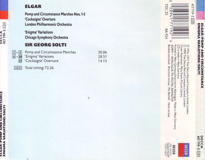 ELGAR - Pomp and circumstance marches 1-5/ enigma variations (CD) 417 719-2 NM (R25 SALE)