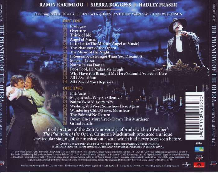 THE PHANTOM OF THE OPERA AT THE ROYAL ALBERT HALL - 25th anni. cast (2 CD)DARCD 3134 NM