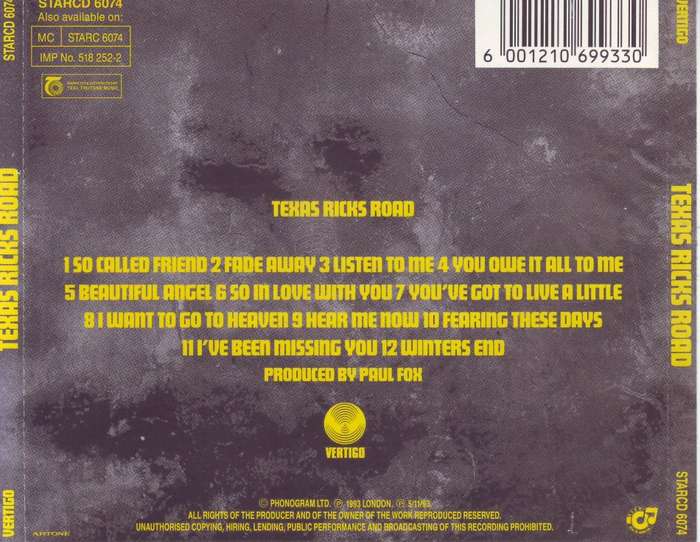 TEXAS - Ricks road (CD) STARCD 6074 EX