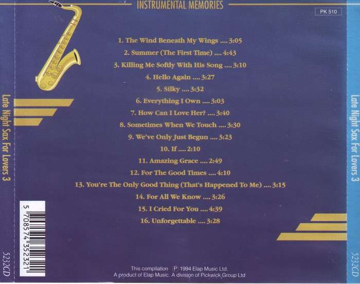 LATE NIGHT SAX FOR LOVERS (CD) 5232CD VG+ (R25 SALE)