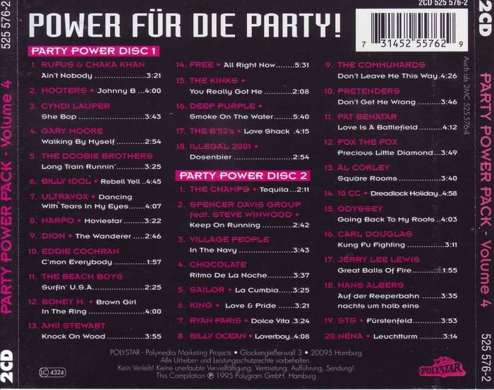 PARTY POWER PACK VOLUME 4 - Compilation  525 576-2 VG+/VG