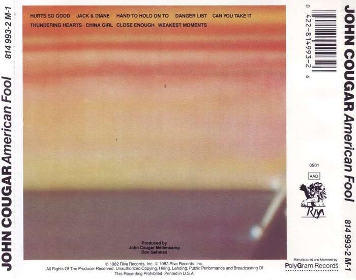 JOHN COUGAR - American fool (CD) 814 993-2 M-1 EX