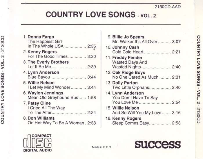 COUNTRY LOVE SONGS VOL. 2 - Compilation (CD) 2130CD EX