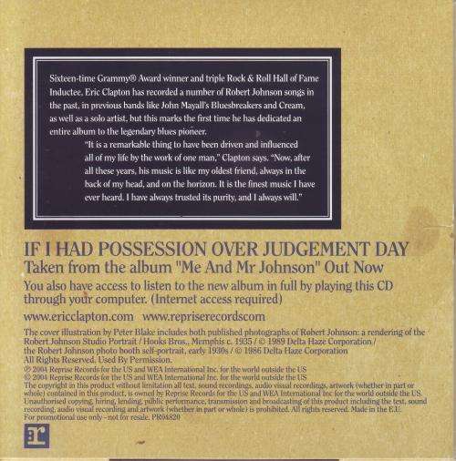 ERIC CLAPTON - If I Had Possession Over Judgement Day(CD single, cardsleeve, enh)  EX