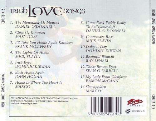IRISH LOVE SONGS - Compilation (CD) CDRITZ 4 S NM-  (R25 SALE)