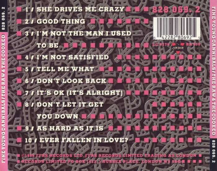 FINE YOUNG CANNIBALS   The raw and the cooked (CD)  828 069. 2 EX