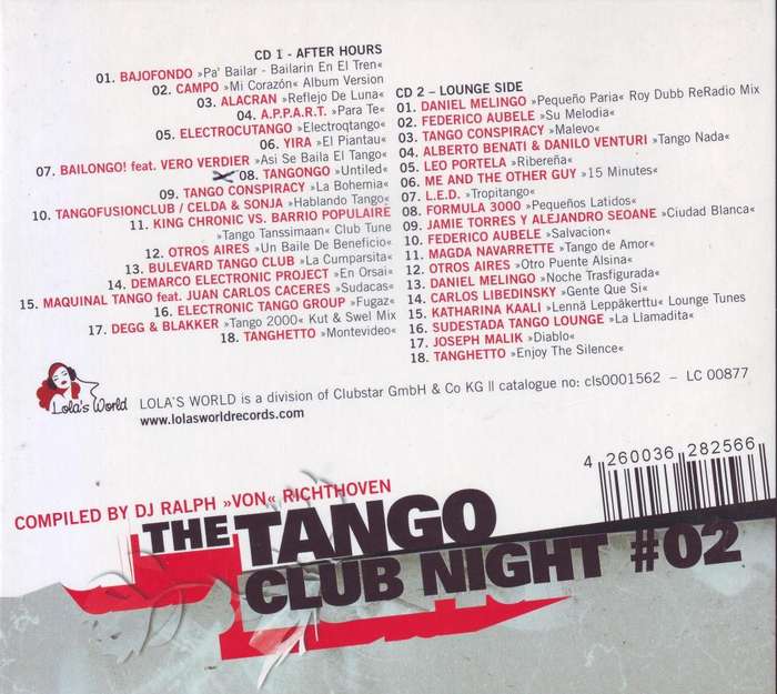THE TANGO CLUB NIGHT # 02 - Compilation (double CD, digipak)  4260036282566 NM