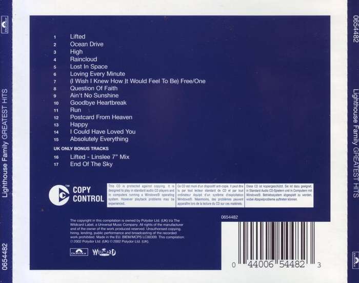 LIGHTHOUSE FAMILY - Greatest hits (CD) 0654482 EX